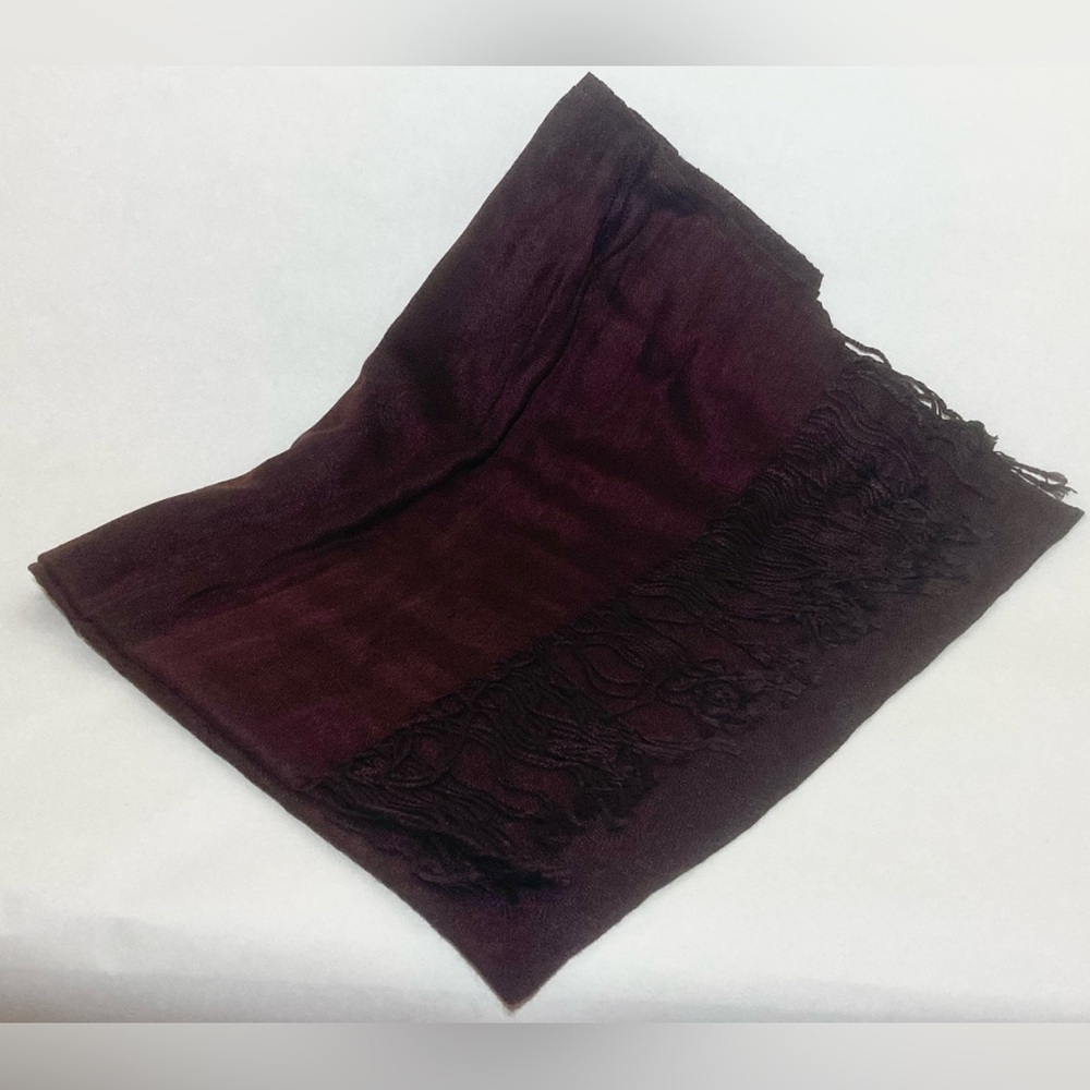 Authentic Pashmina Silk Blend Fringed Deep Plum Women’s Scarf